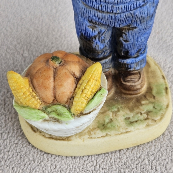 HOMCO Denim Days Giving Thanks Debbie Girl & Pumpkin #1506 Thanksgiving 5" - Picture 6 of 7